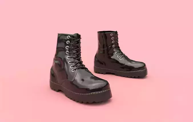Boots combat Low-poly 3D model