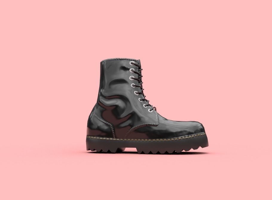 Boots combat Low-poly 3D model_2