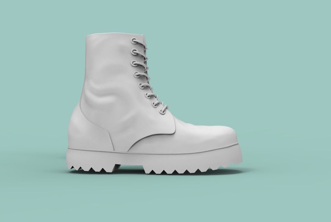 Boots combat Low-poly 3D model_5