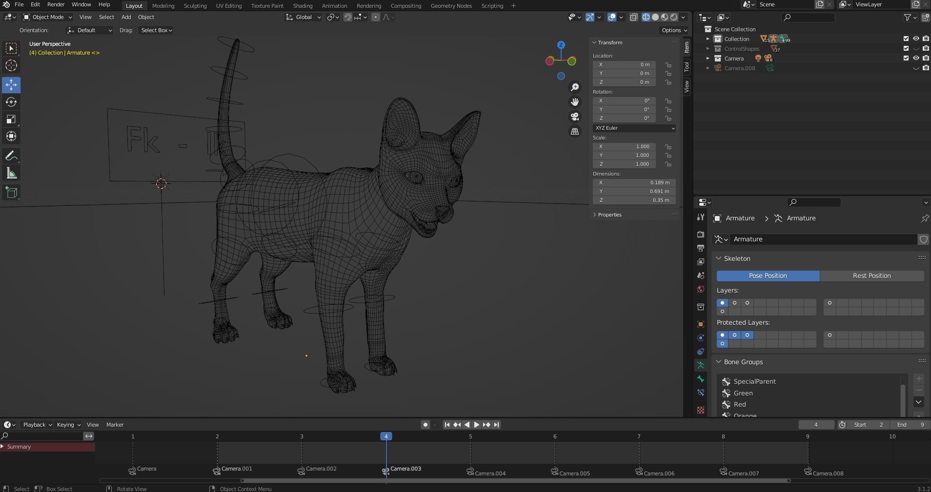 Fur Cat Black Rigged in Blender Low-poly 3D model_19