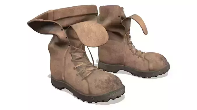 Brown Suede Large Loose Flapped Untied Lace Neck Combat Boots