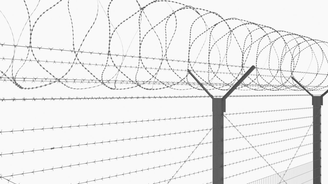 Barbed Wire Fence 3D model_5