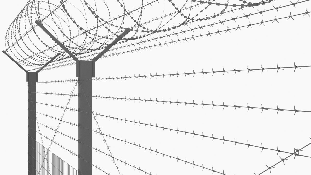 Barbed Wire Fence 3D model_9