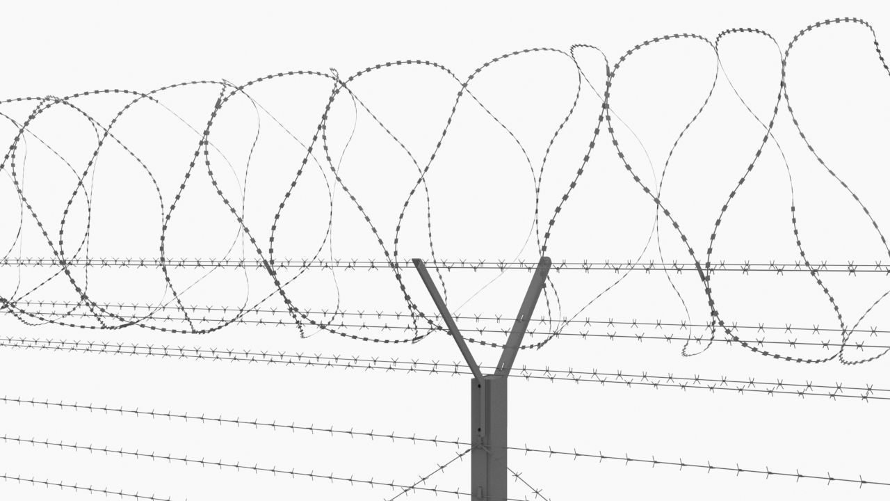 Barbed Wire Fence 3D model_2