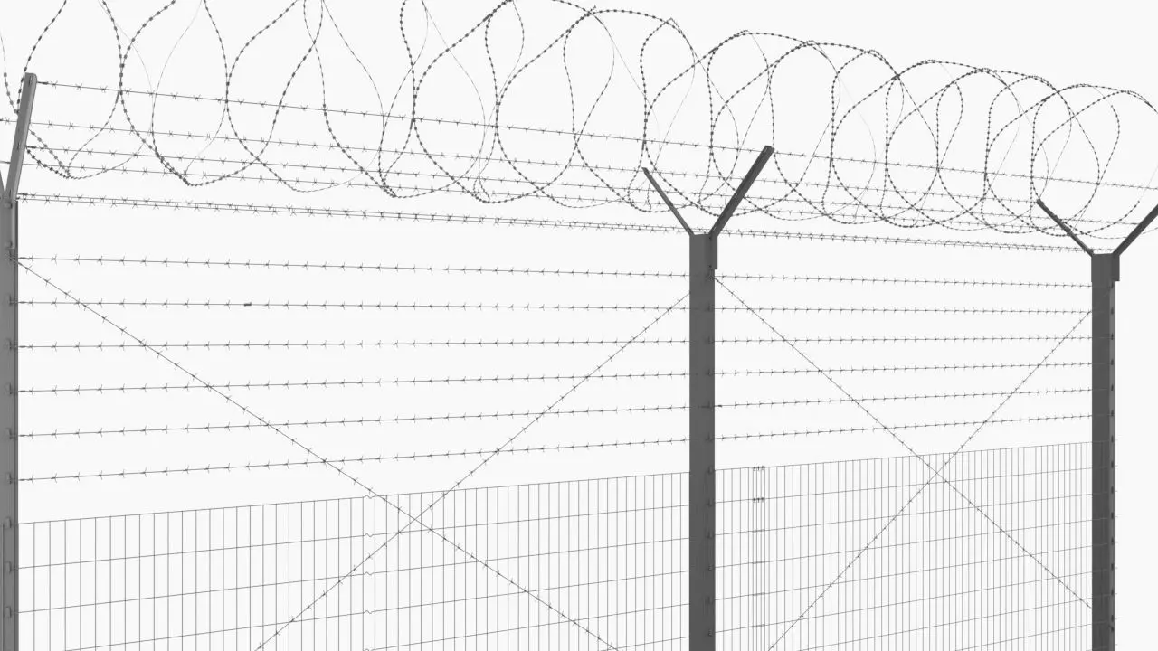 Barbed Wire Fence 3D model_0