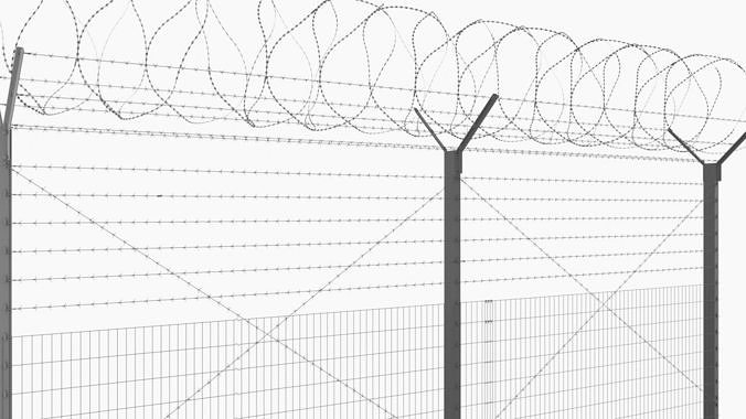 Barbed Wire Fence 3D model