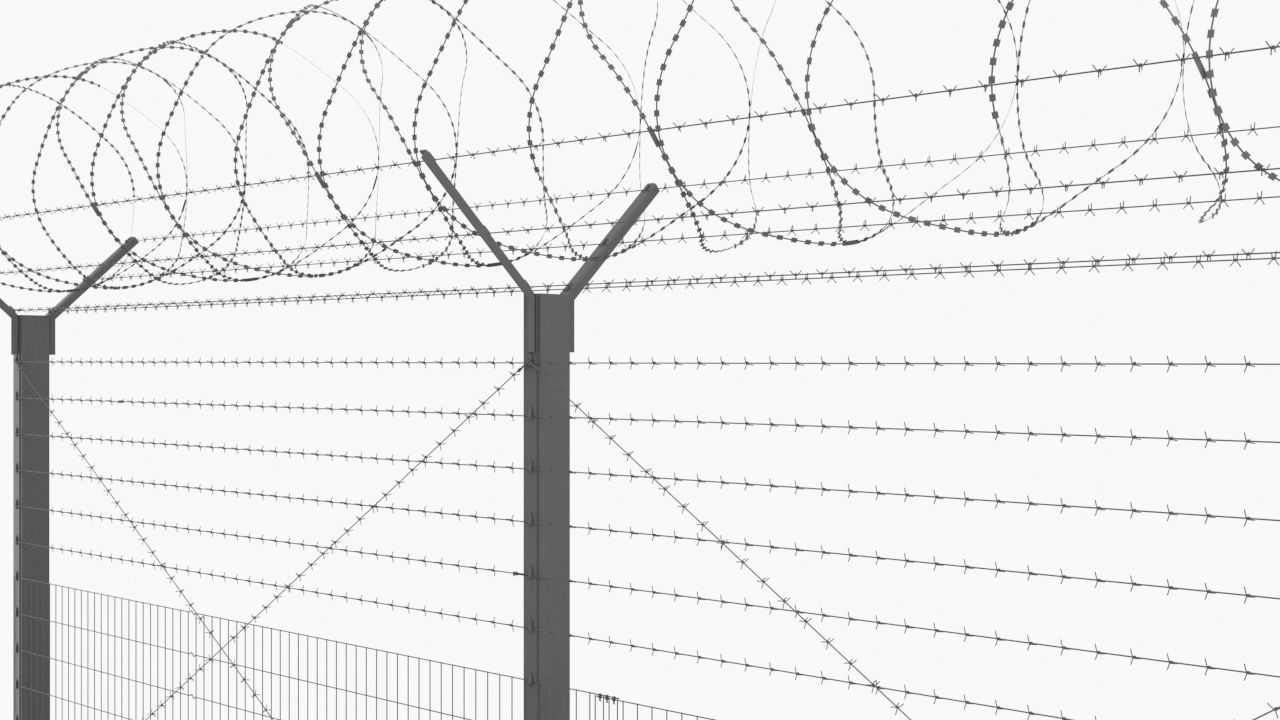 Barbed Wire Fence 3D model_4