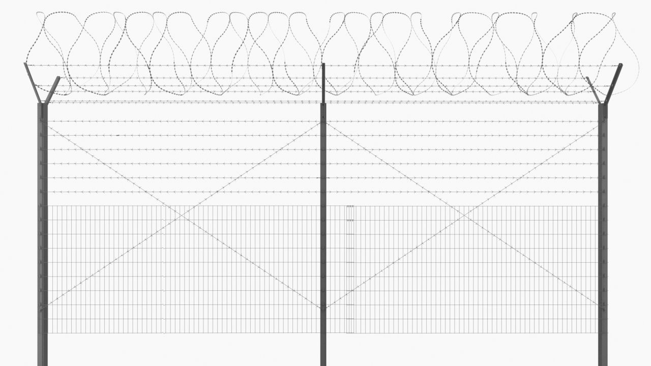 Barbed Wire Fence 3D model_6