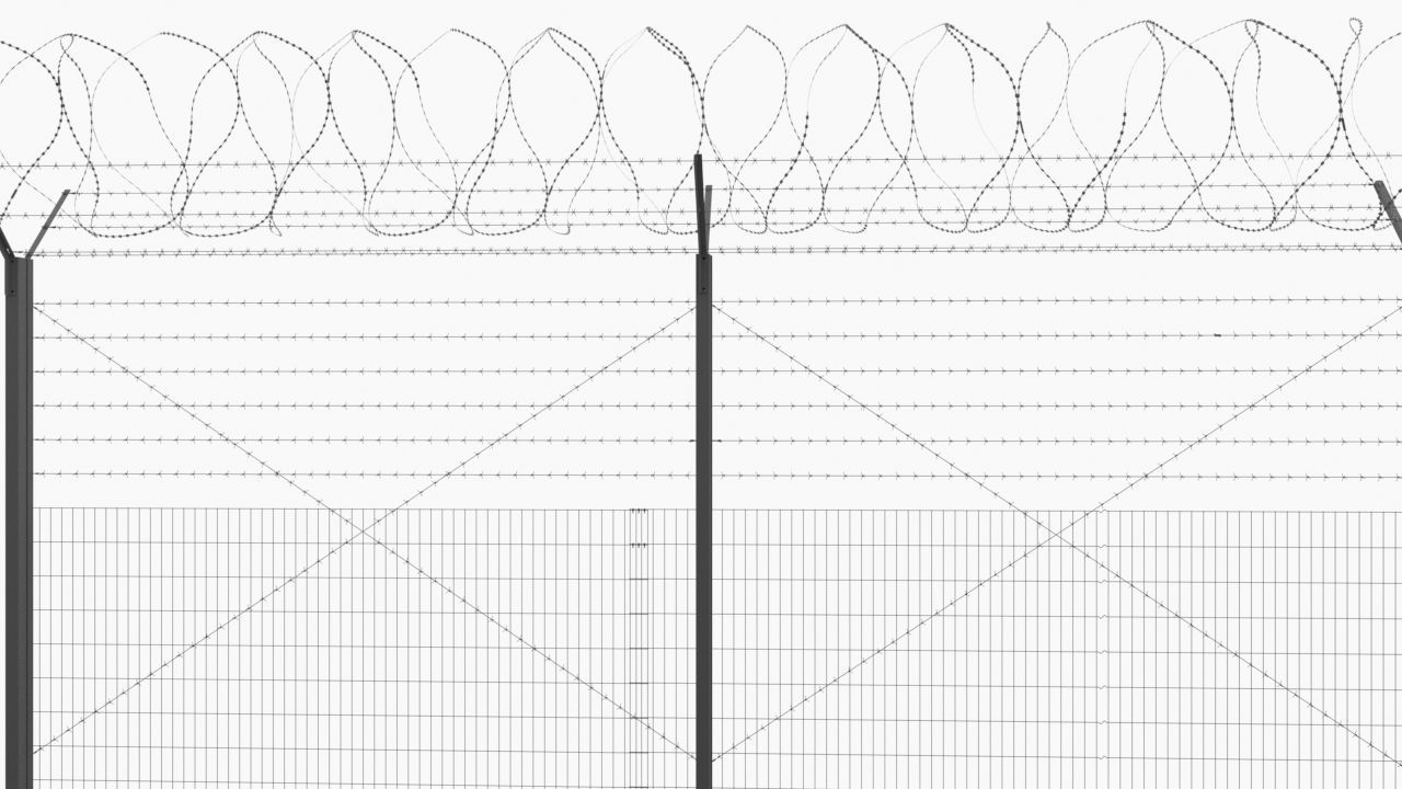 Barbed Wire Fence 3D model_11