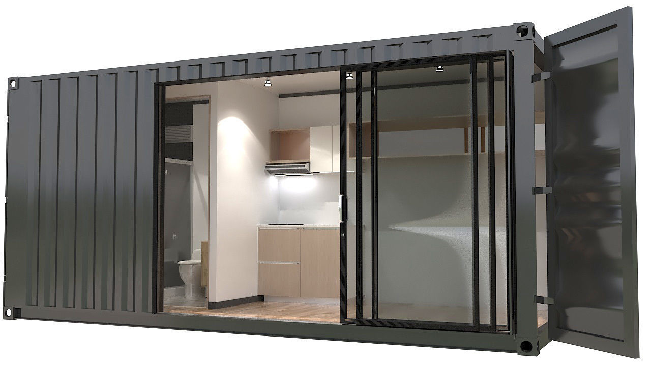 20ft shipping container house 3D model_2