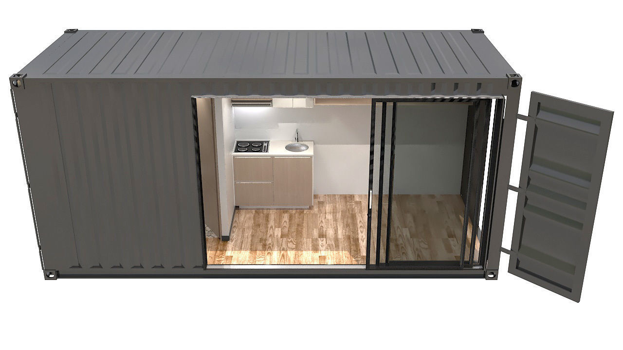 20ft shipping container house 3D model_1