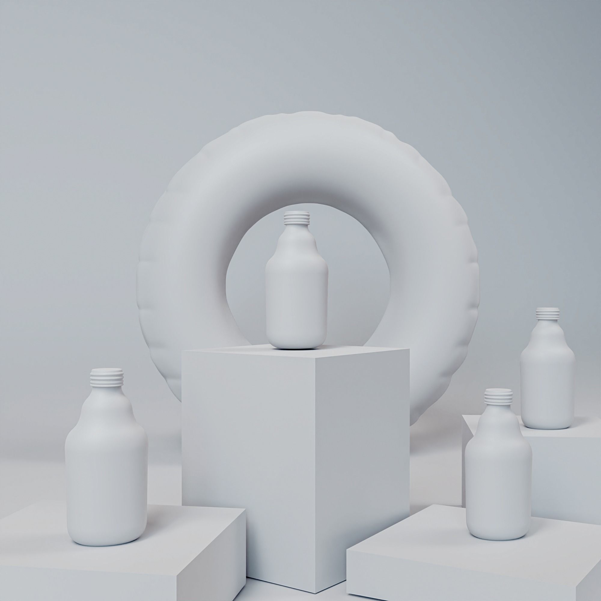 Water bottle - product design - on marble cubes 3D model_4