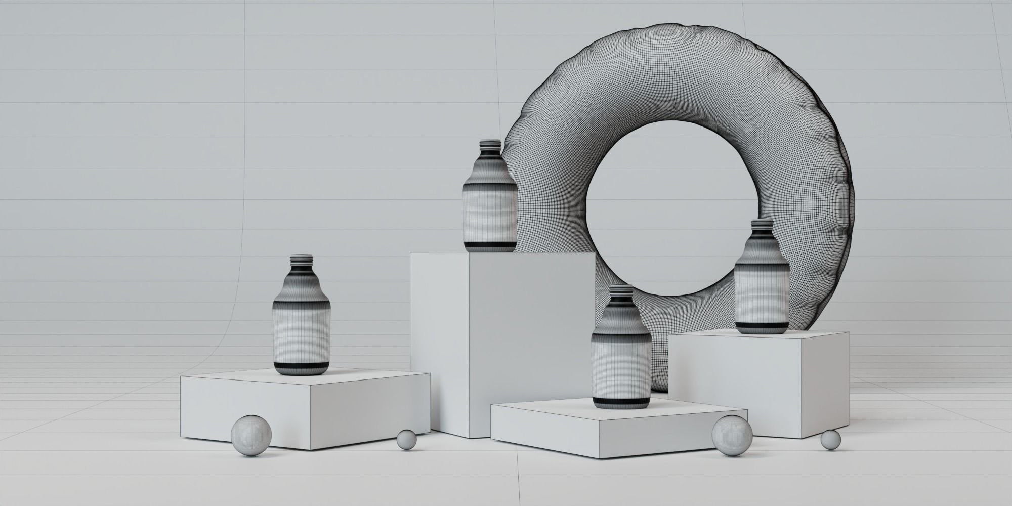 Water bottle - product design - on marble cubes 3D model_1