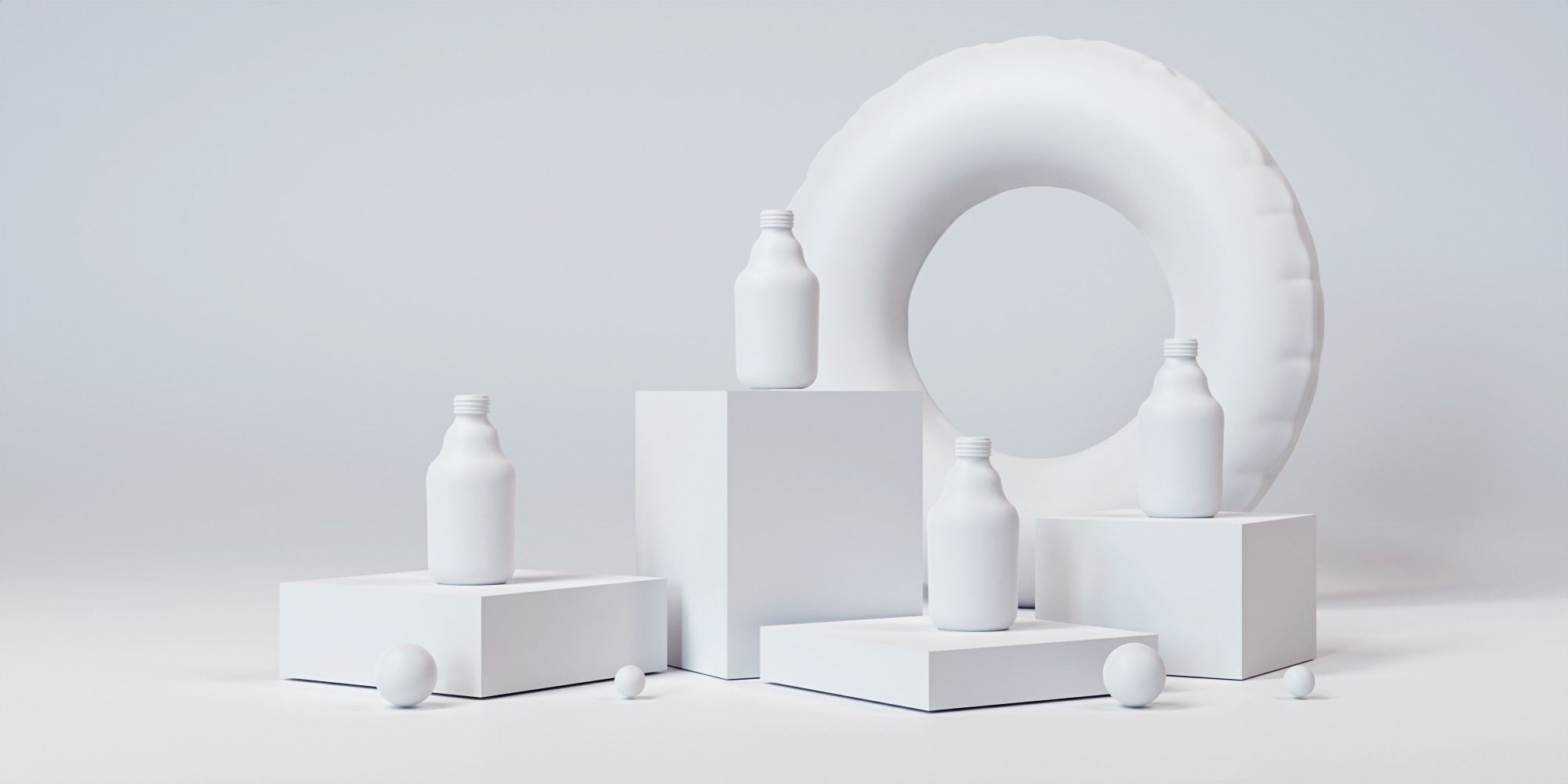 Water bottle - product design - on marble cubes 3D model_2