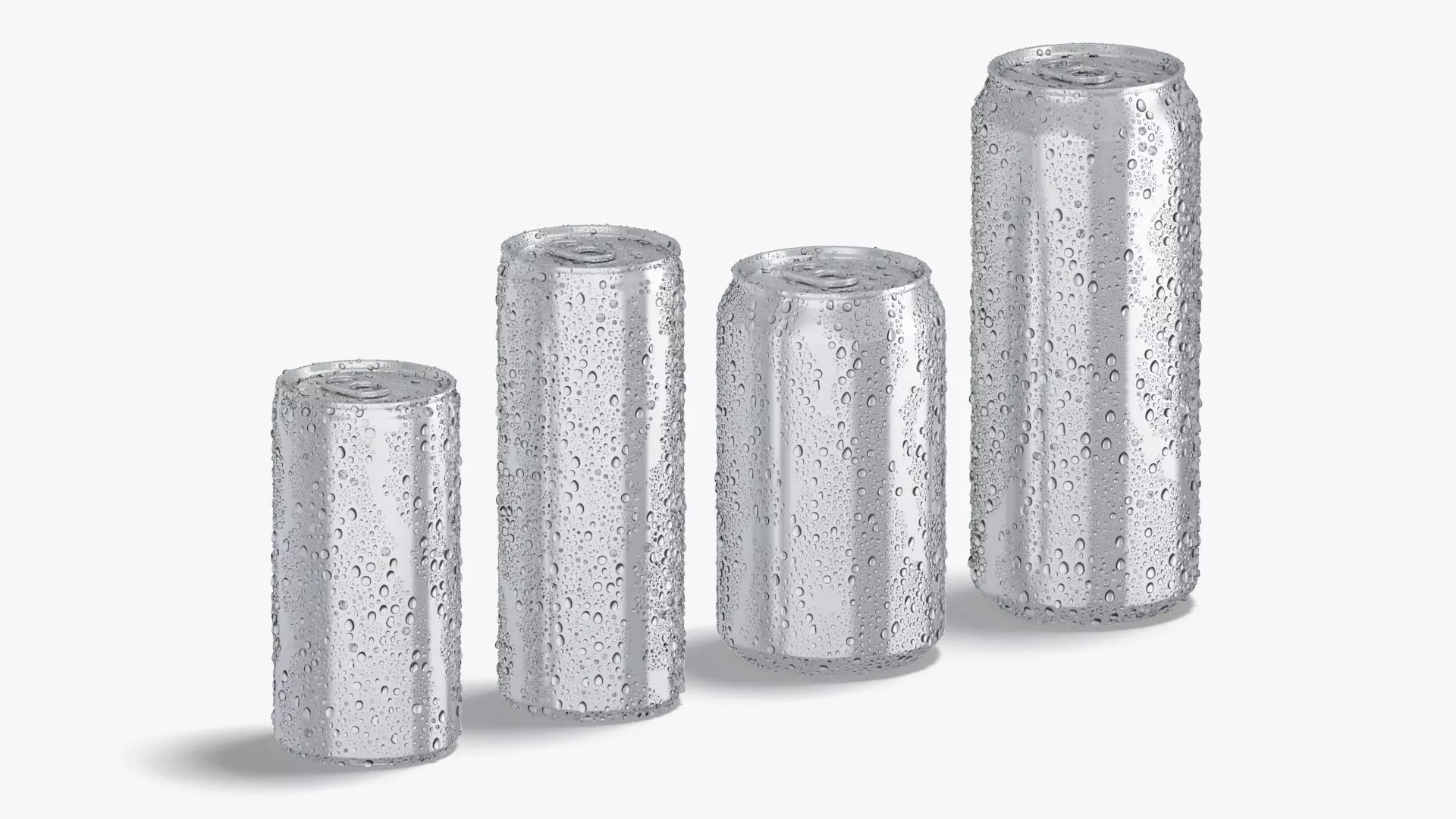 4 Aluminium Soda Can with drops - 280 ml 330 ml 450 ml 500ml Low-poly 3D model