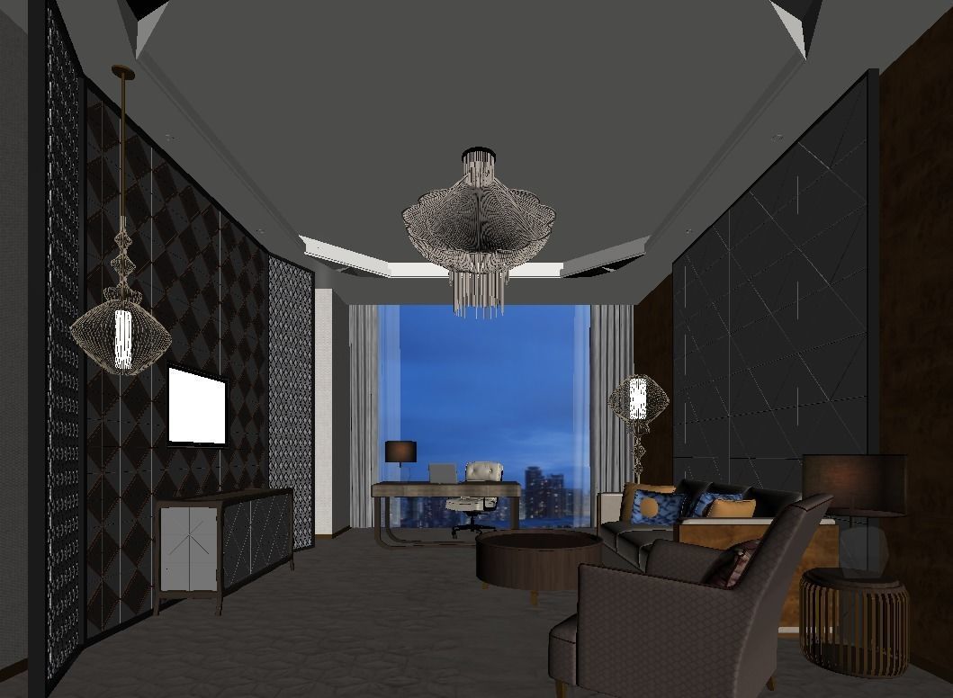 Hotel suite Low-poly 3D model_3