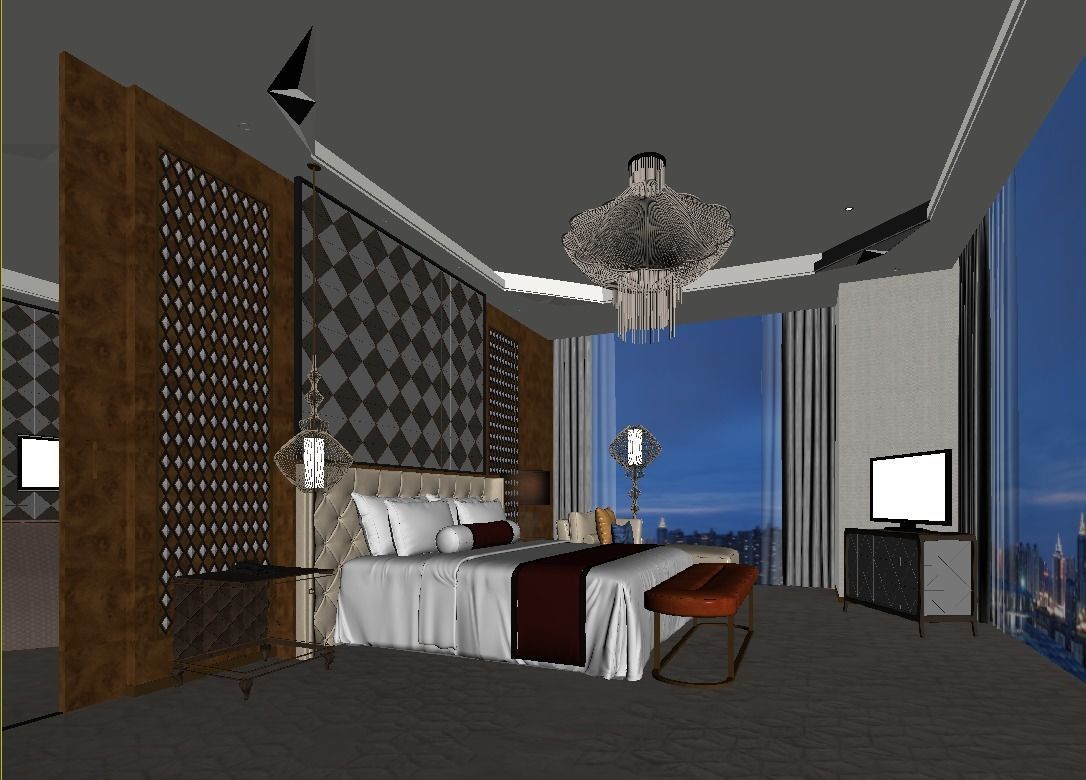 Hotel suite Low-poly 3D model_2