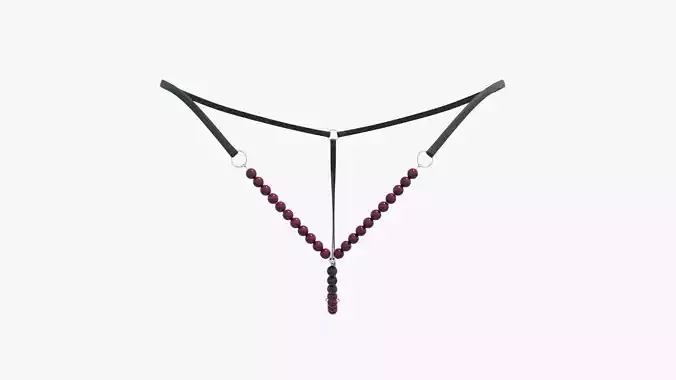 Lingerie beaded choker - necklace - burgundy 3D model