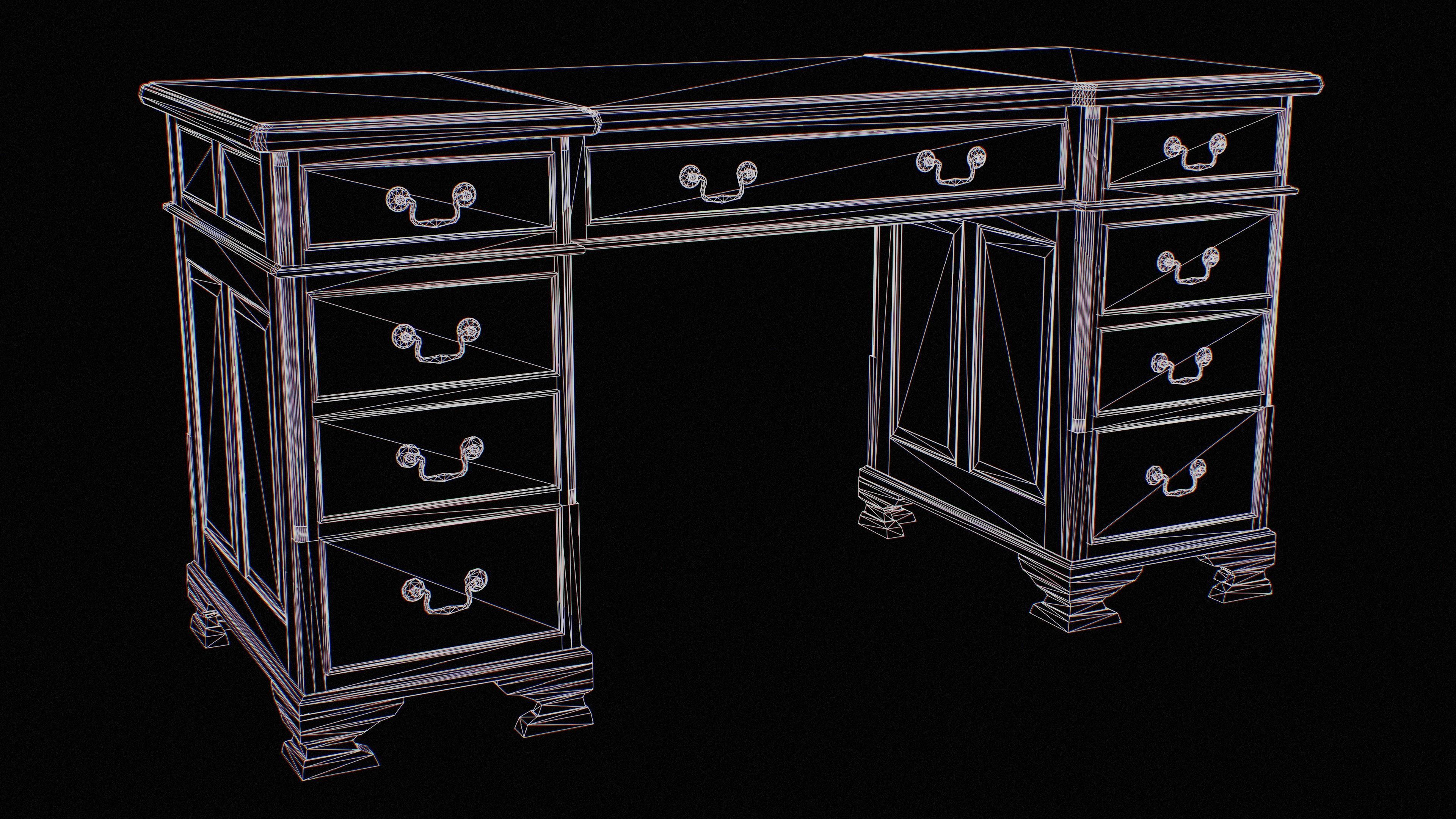 Old Desk  - PBR Game Ready Low-poly 3D model_20