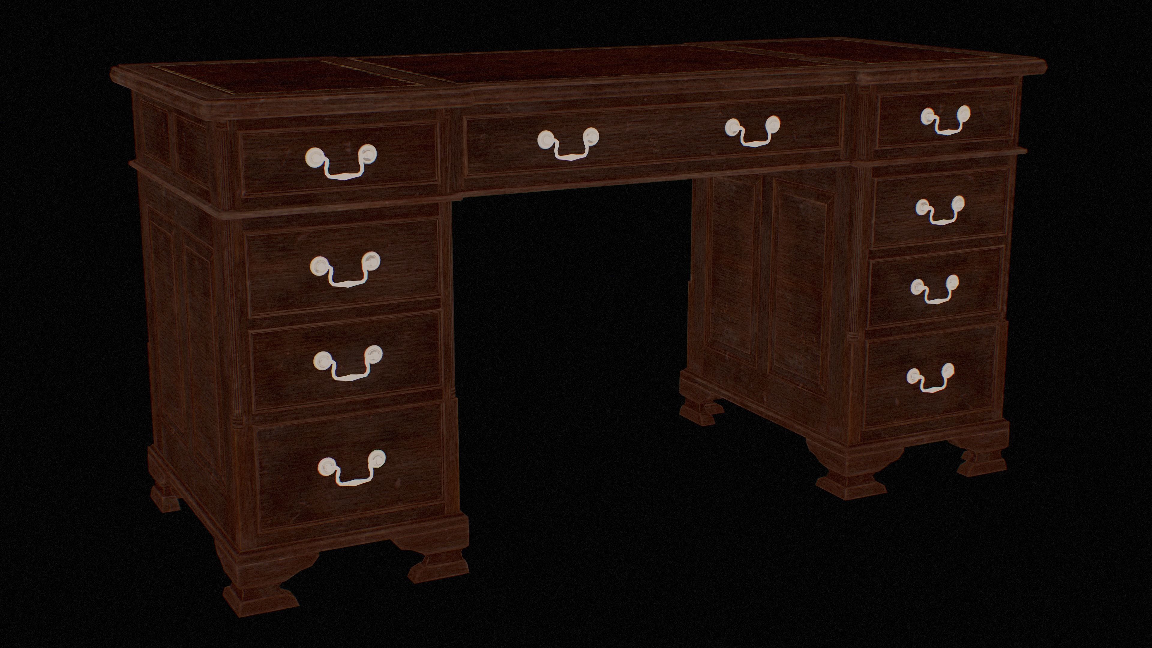 Old Desk  - PBR Game Ready Low-poly 3D model_27