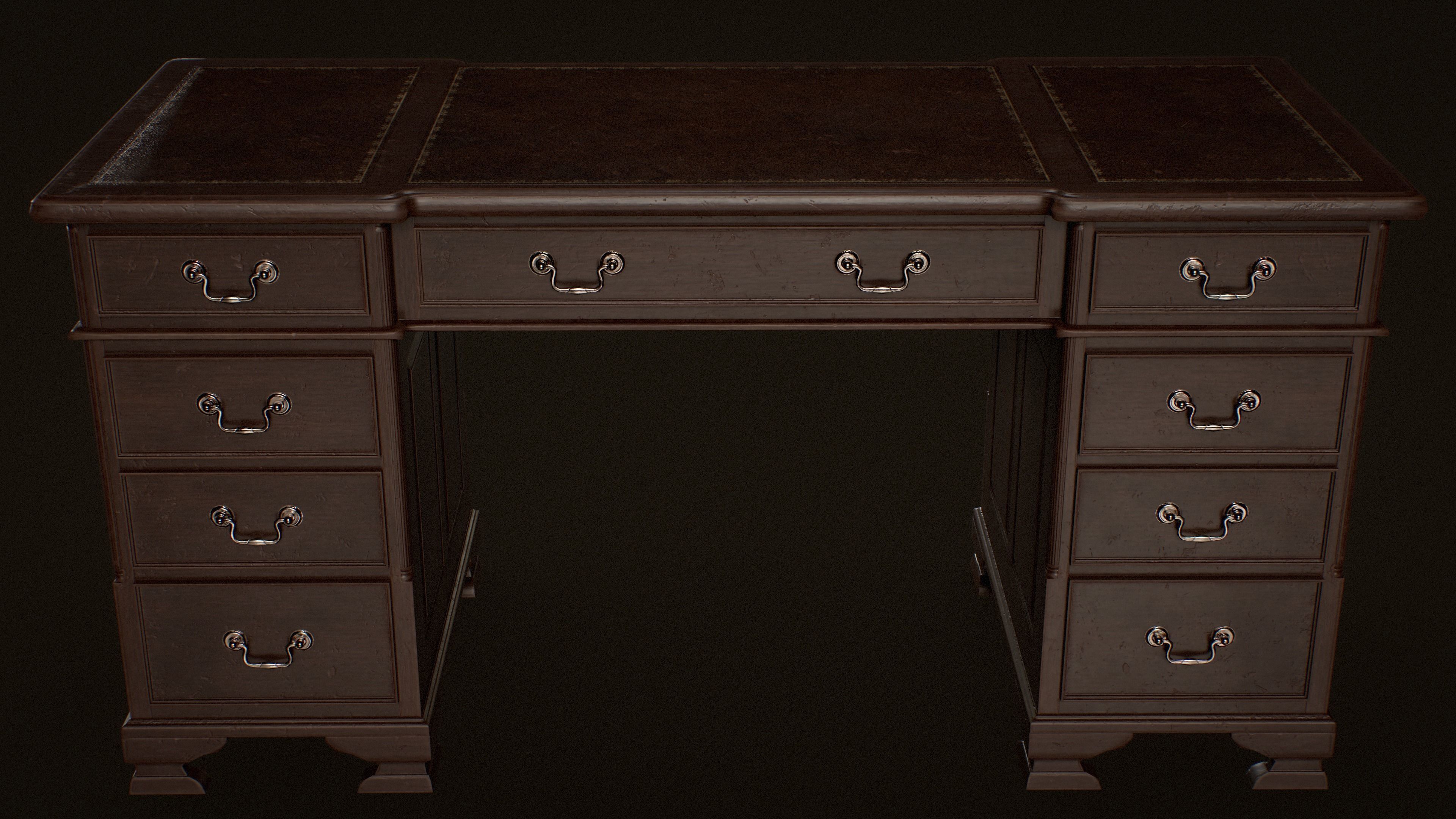 Old Desk  - PBR Game Ready Low-poly 3D model_8