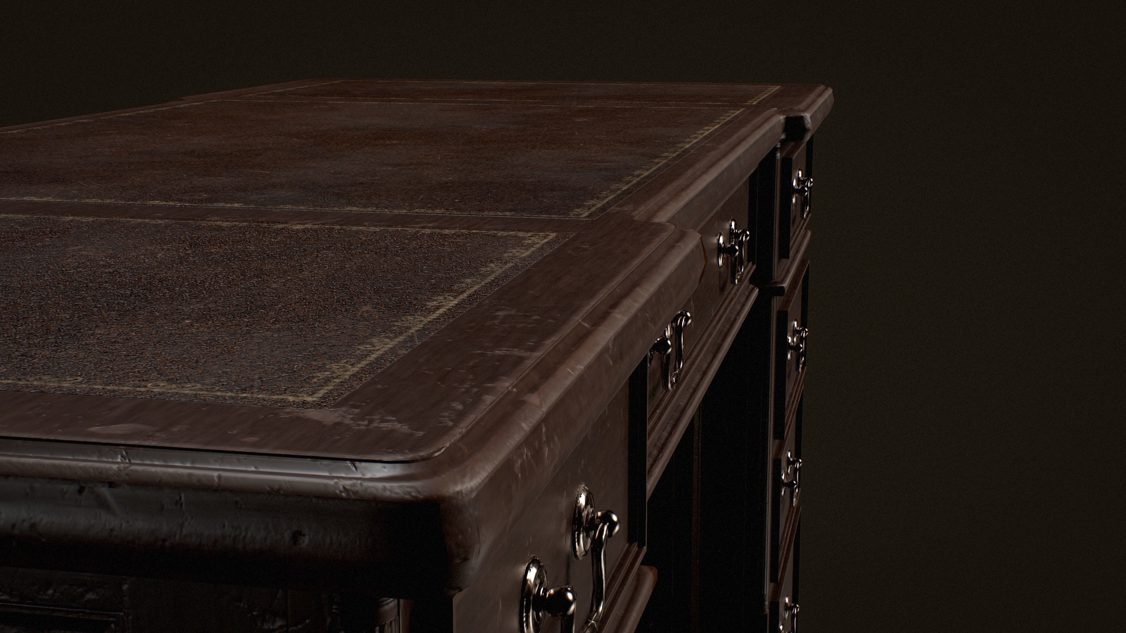 Old Desk  - PBR Game Ready Low-poly 3D model_16