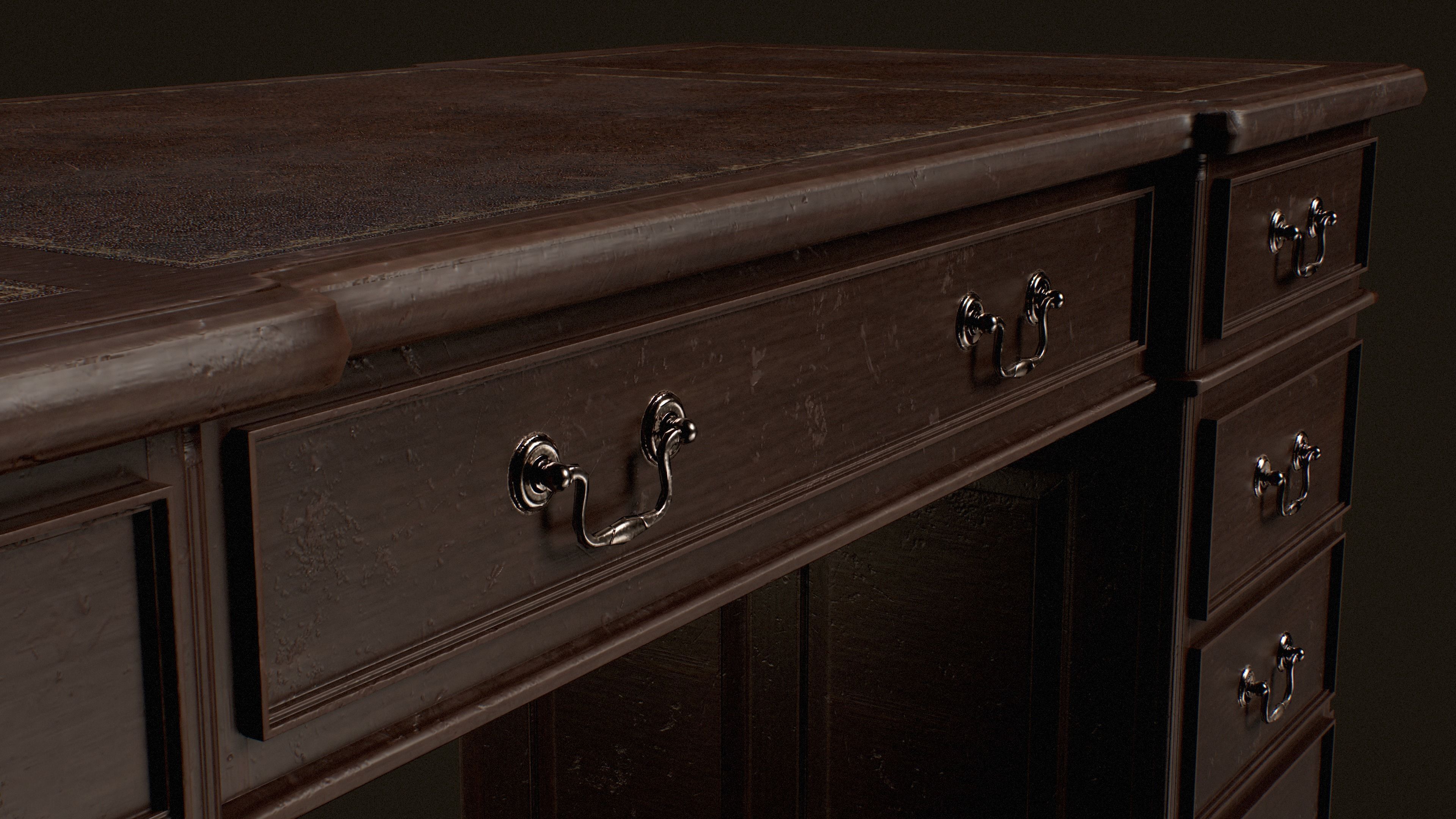 Old Desk  - PBR Game Ready Low-poly 3D model_17