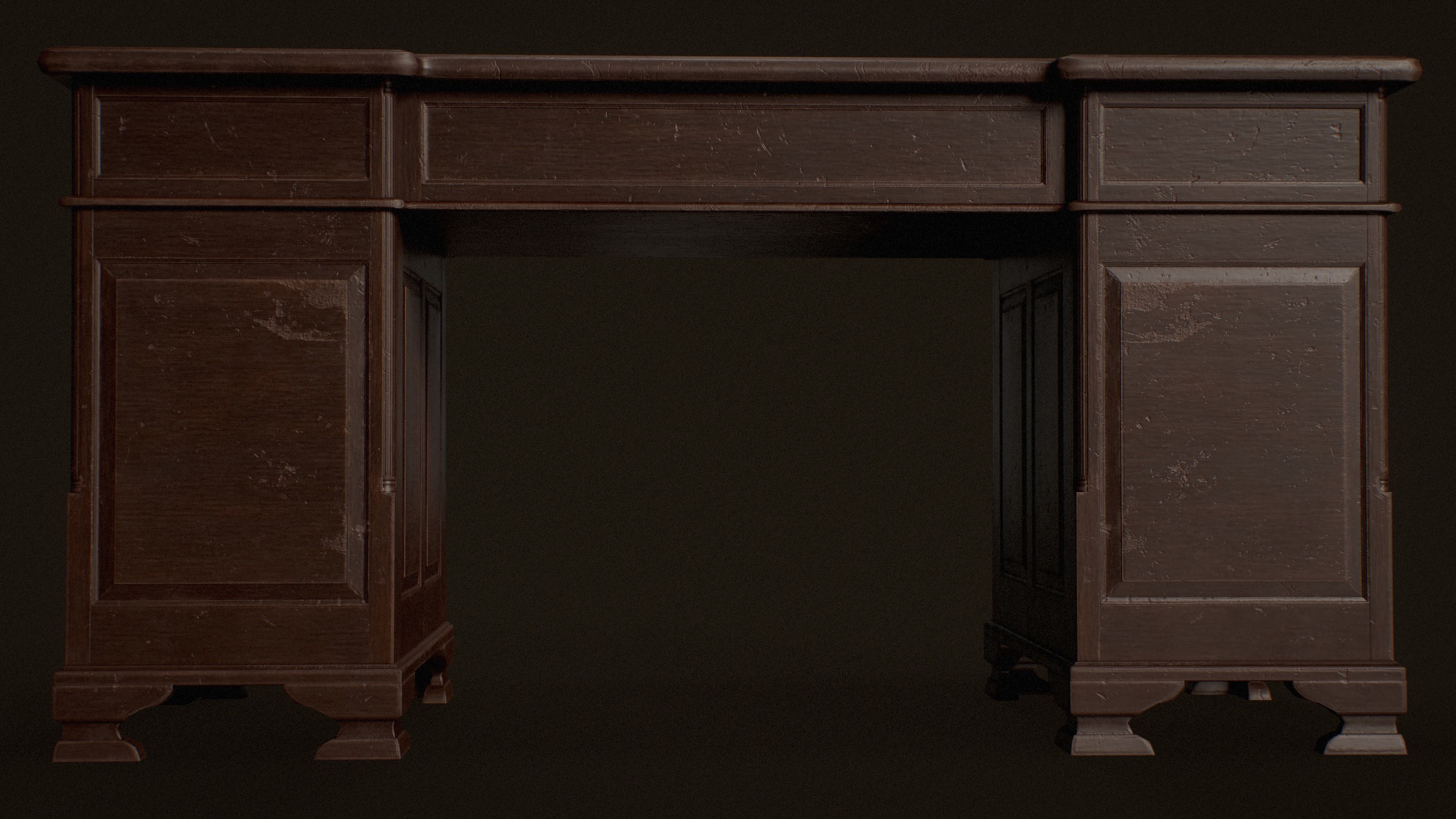 Old Desk  - PBR Game Ready Low-poly 3D model_13