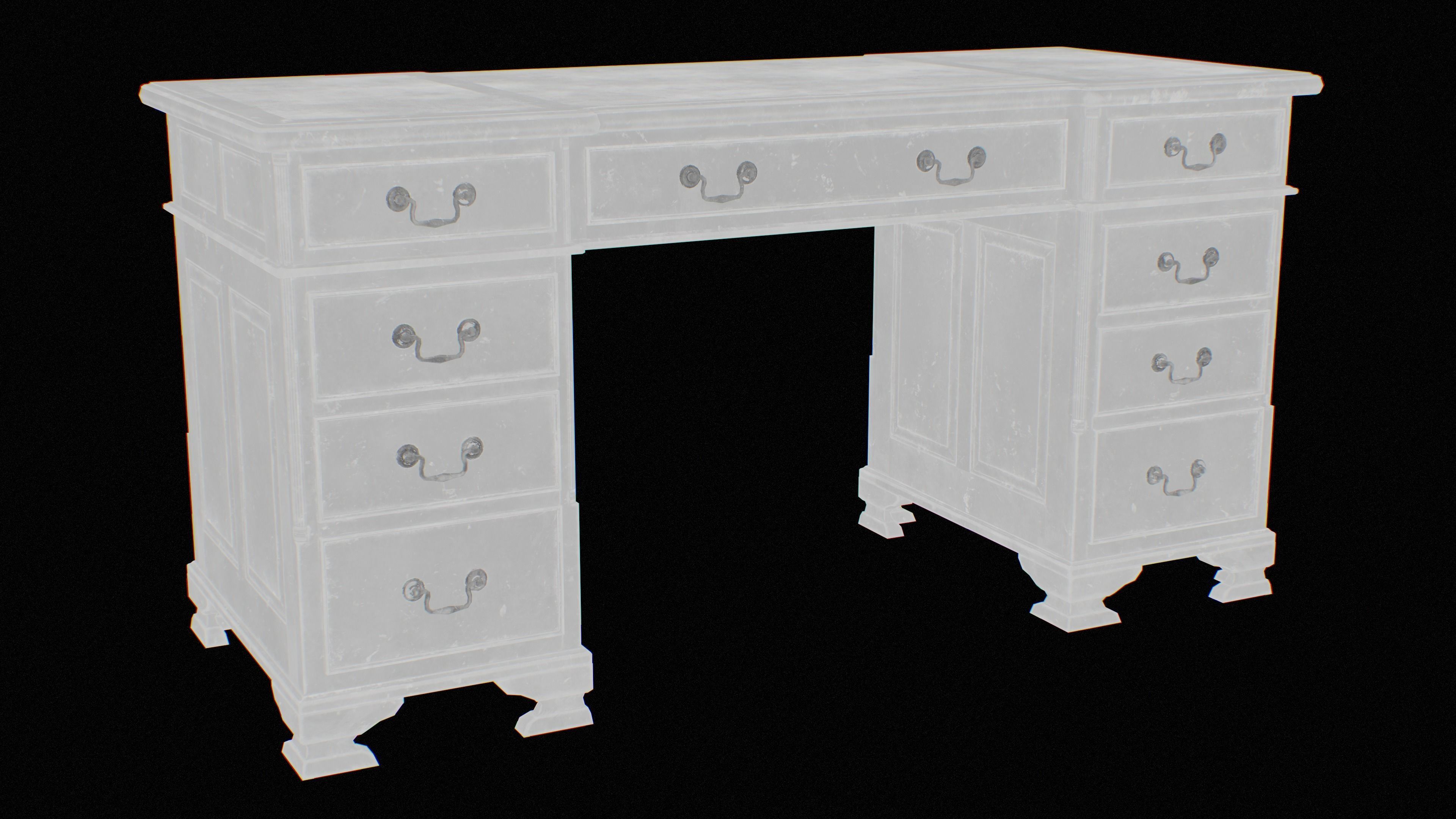 Old Desk  - PBR Game Ready Low-poly 3D model_28