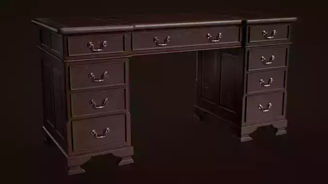 Old Desk  - PBR Game Ready Low-poly 3D model