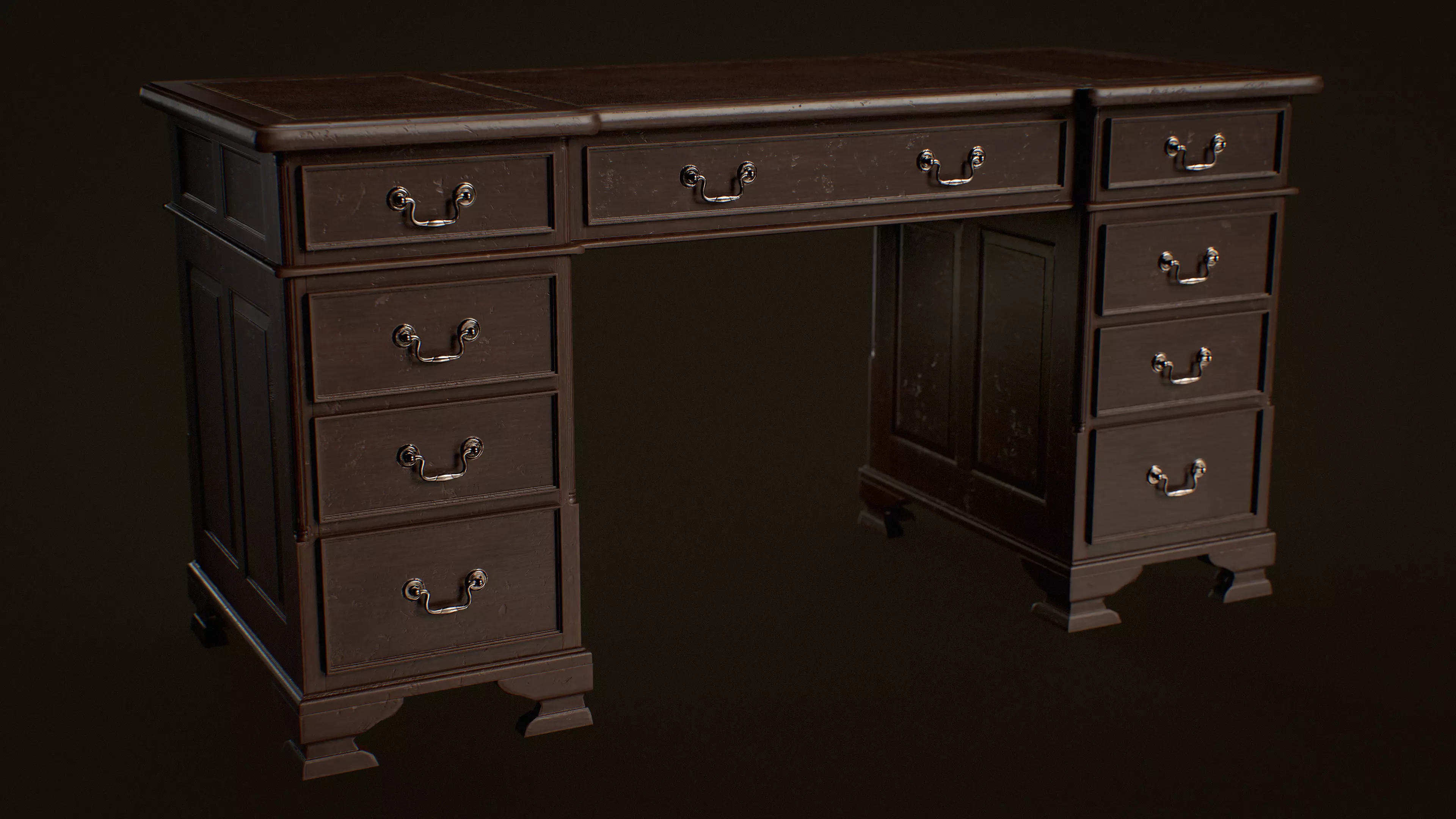 Old Desk  - PBR Game Ready Low-poly 3D model_0