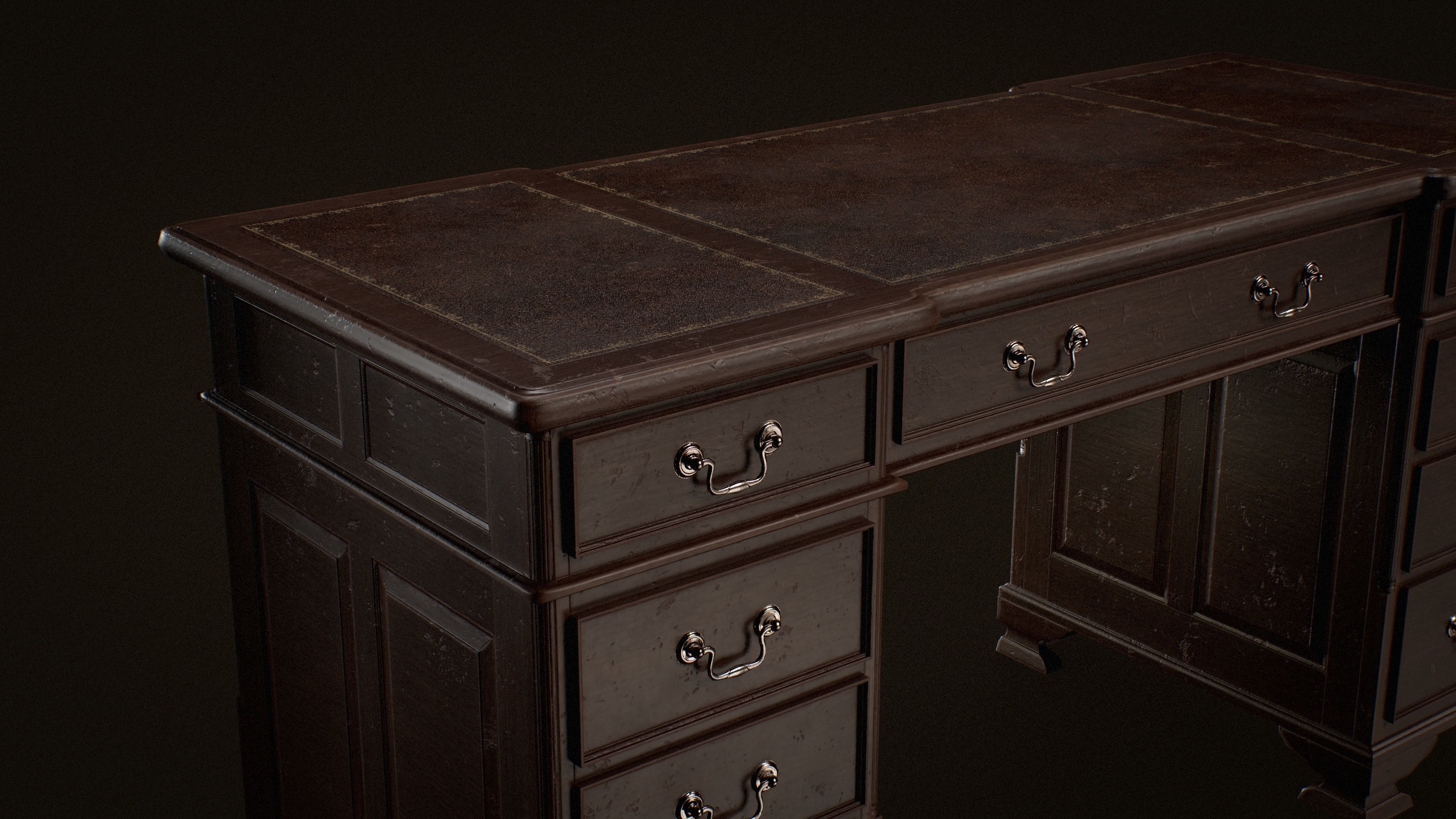 Old Desk  - PBR Game Ready Low-poly 3D model_6