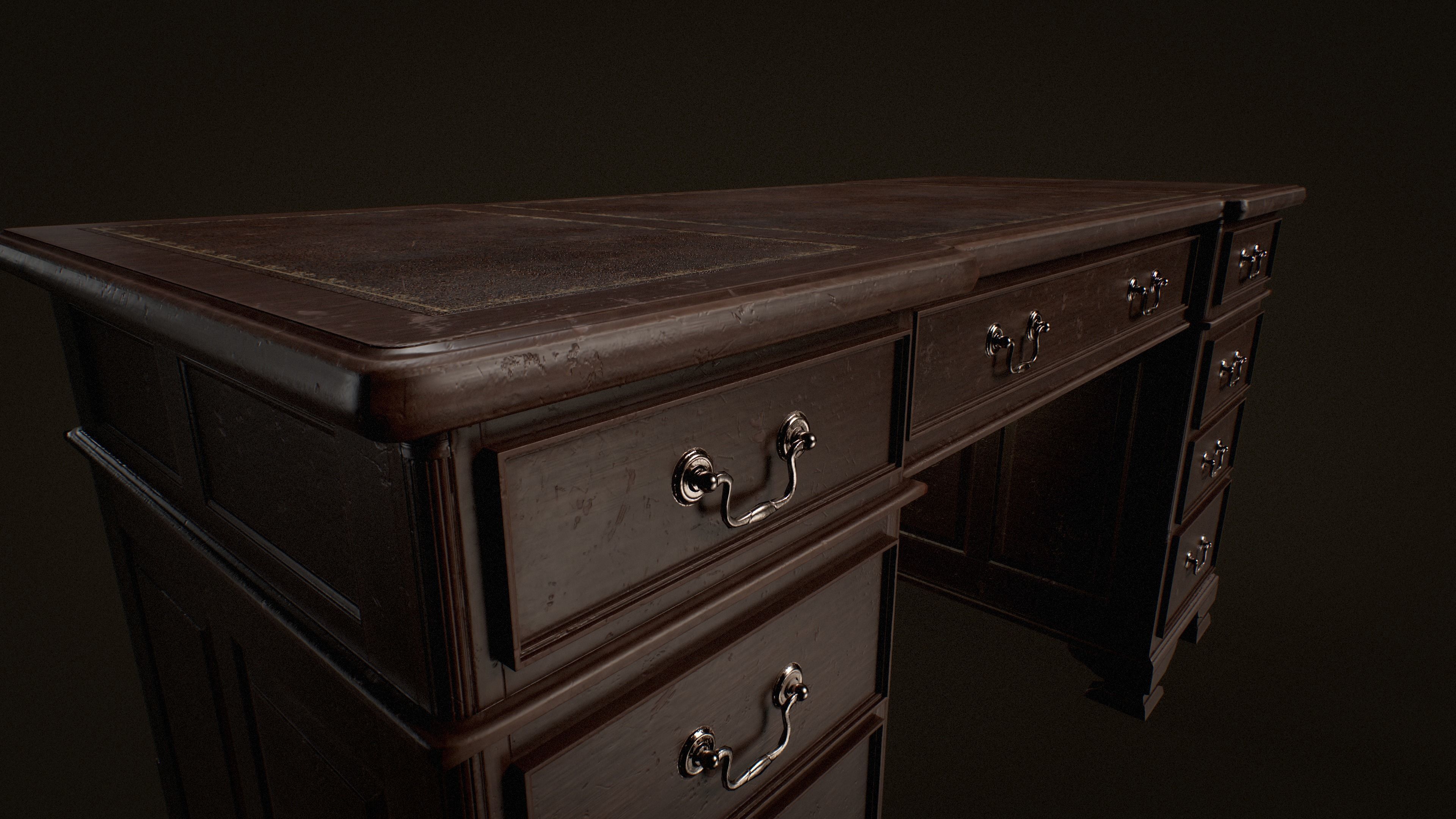 Old Desk  - PBR Game Ready Low-poly 3D model_18