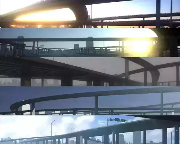 Freeway Collection highway bridge with different views 