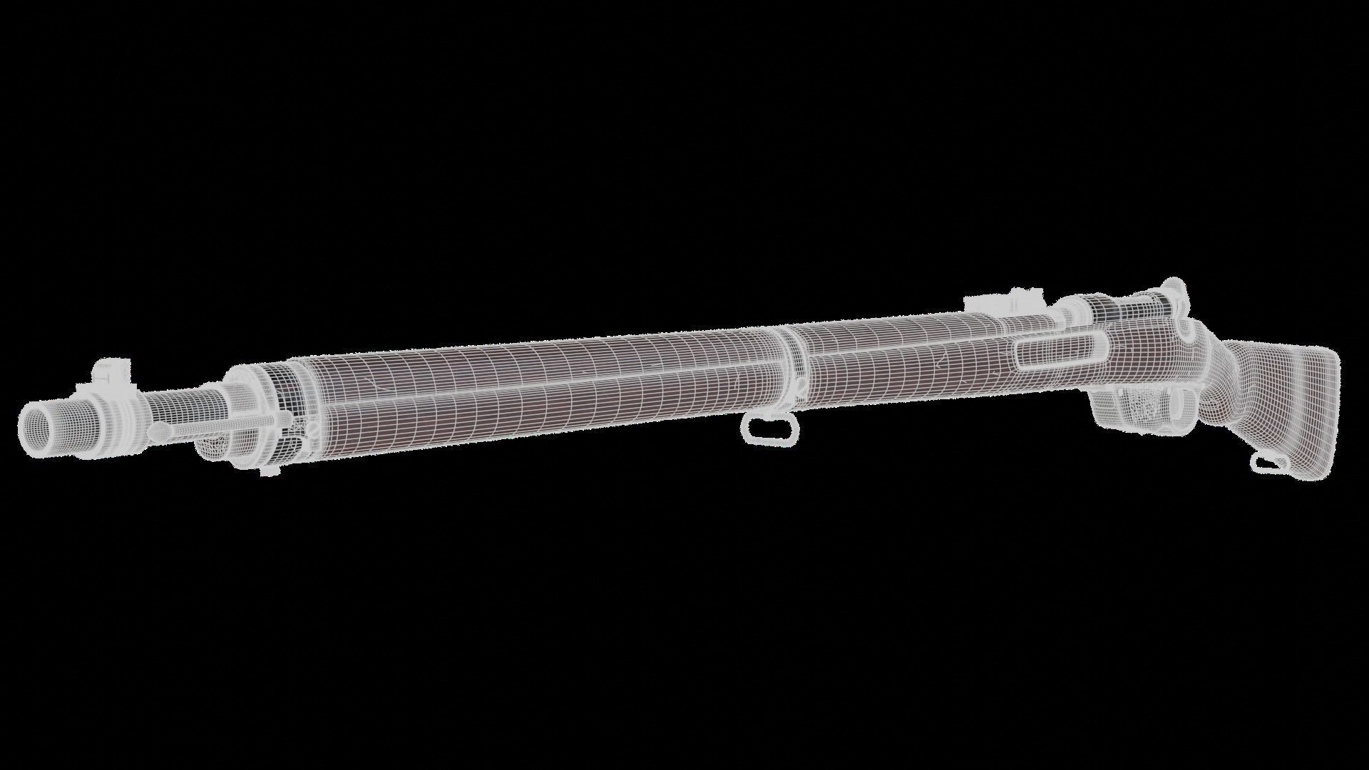 Mannlicher Rifle with square sight - Rigged 3D model_8