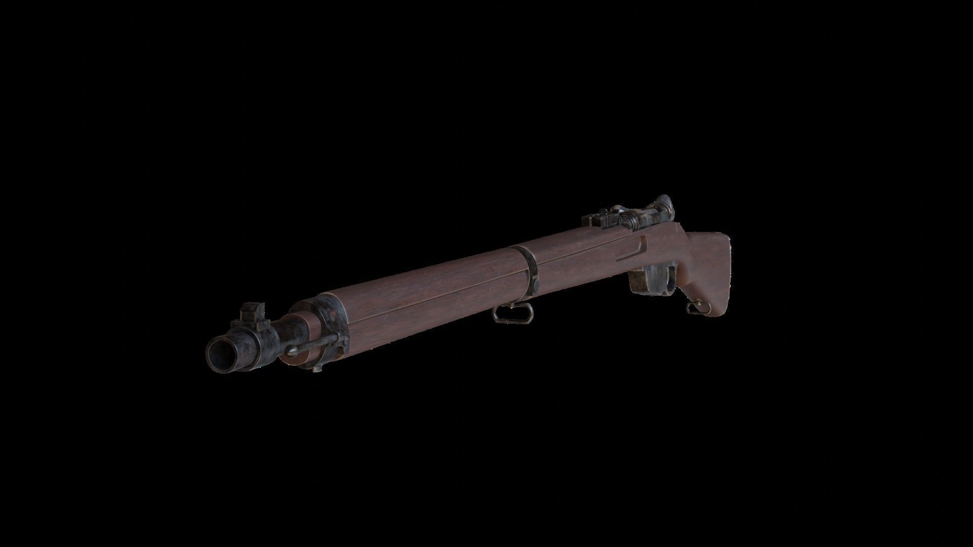 Mannlicher Rifle with square sight - Rigged 3D model_2