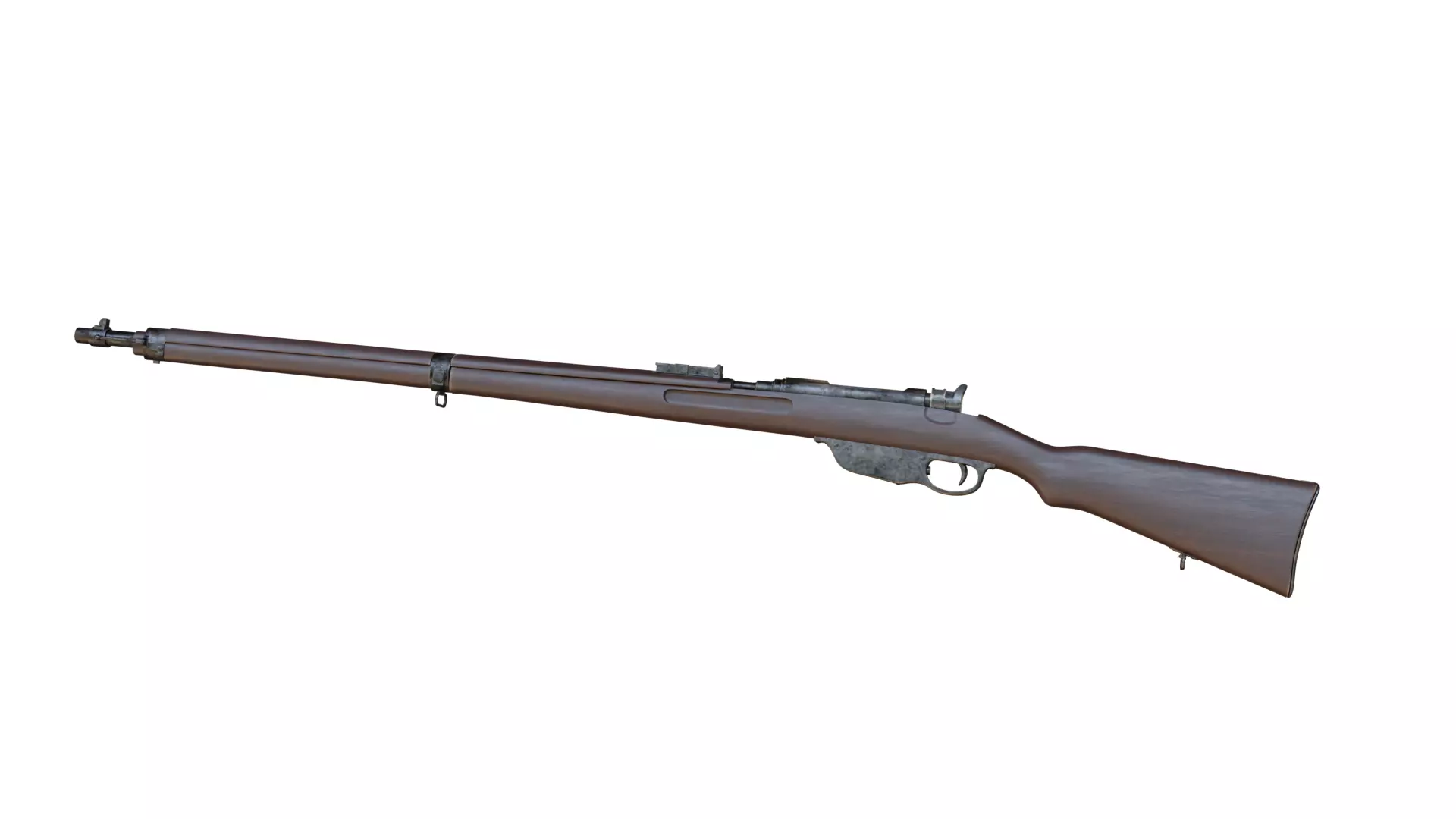 Mannlicher Rifle with square sight - Rigged 3D model_0