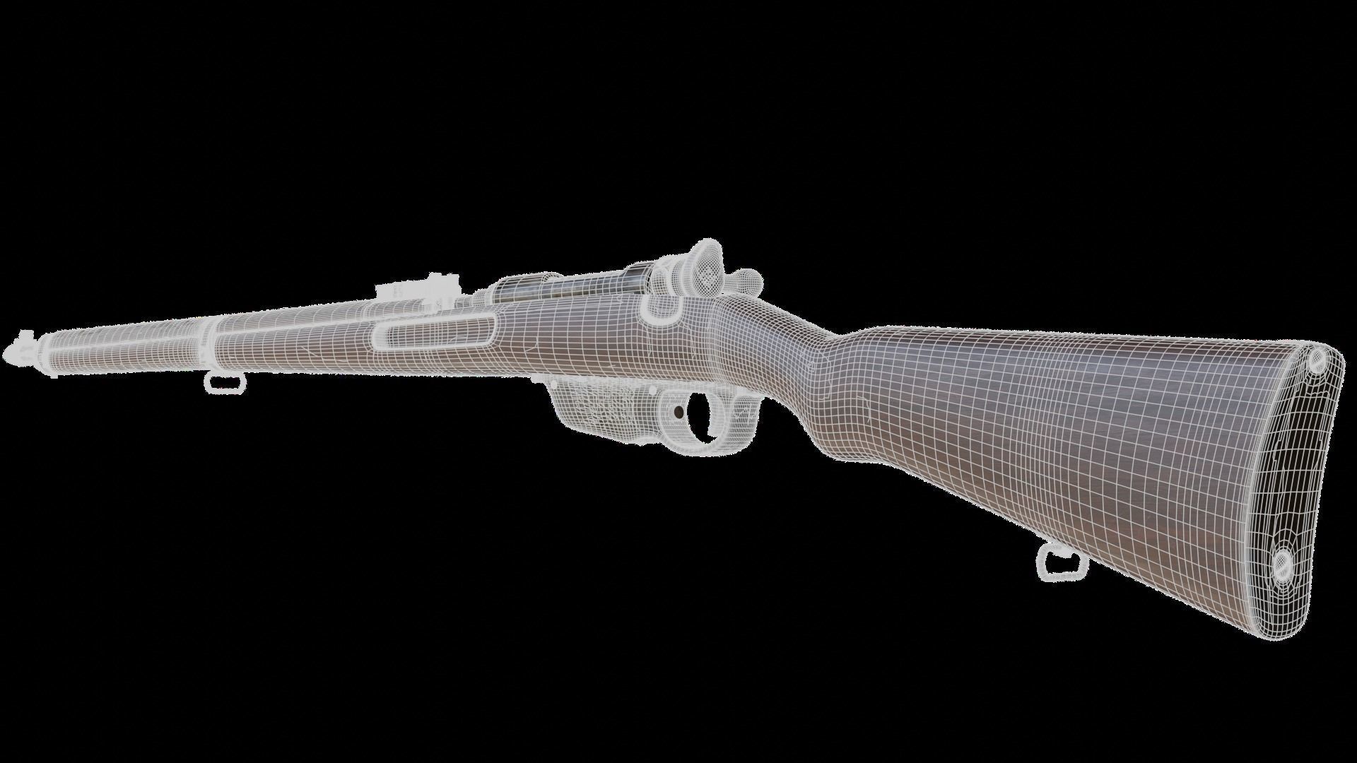 Mannlicher Rifle with square sight - Rigged 3D model_9
