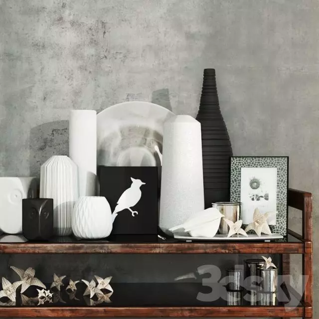 decoration set silhouette of bird 3D print model