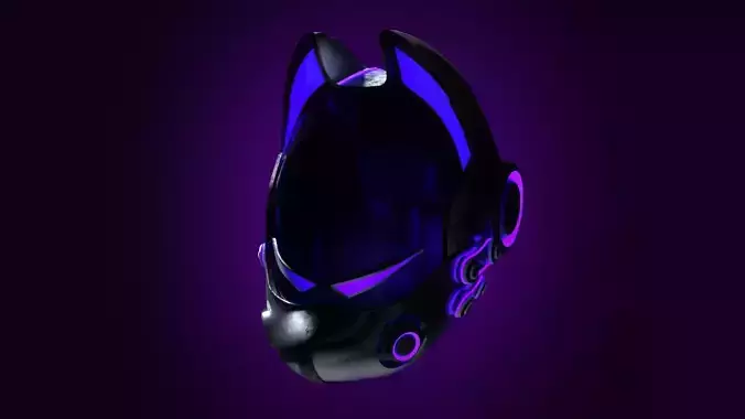 Sci-Fi Helmet Cyberpunk Dog 3D Model Low-poly 3D model