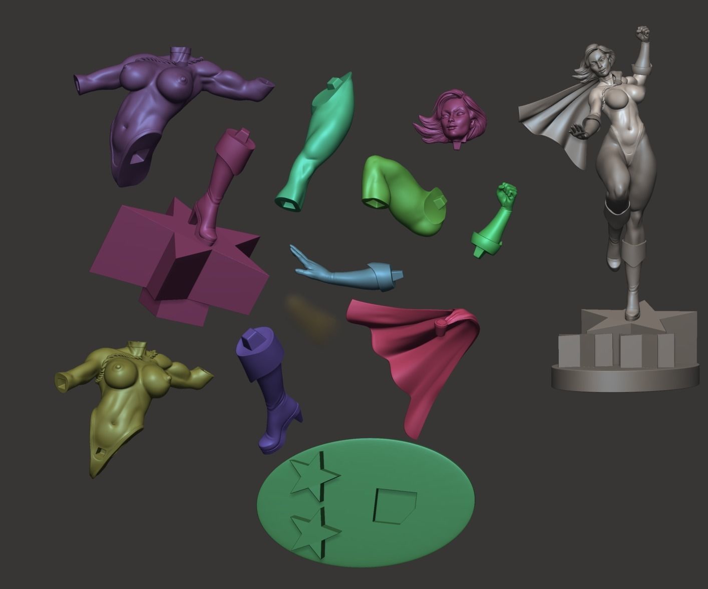 power girl pack  3D print model_6