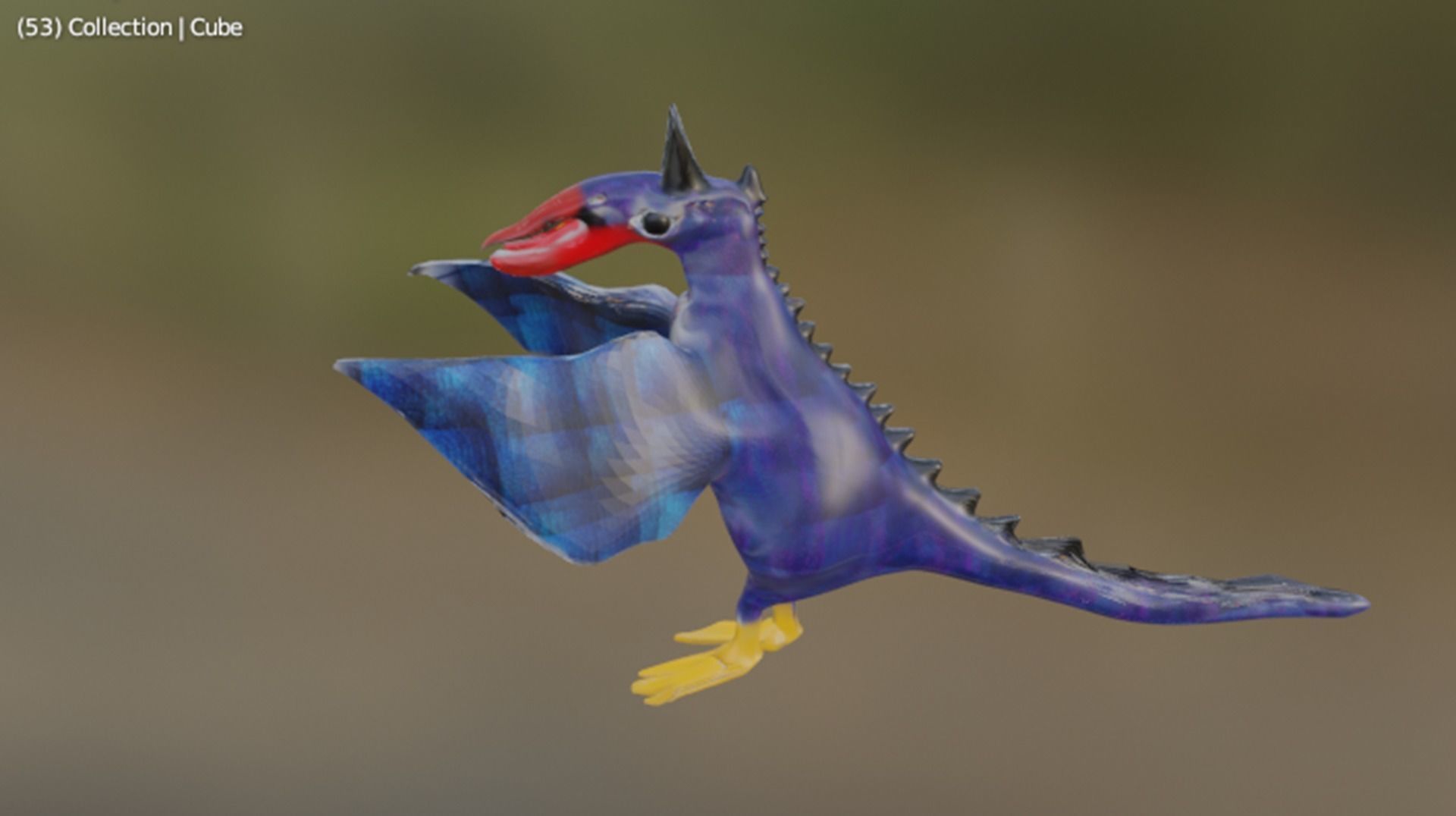 dinosaur toy bird flying in air 3D model_1