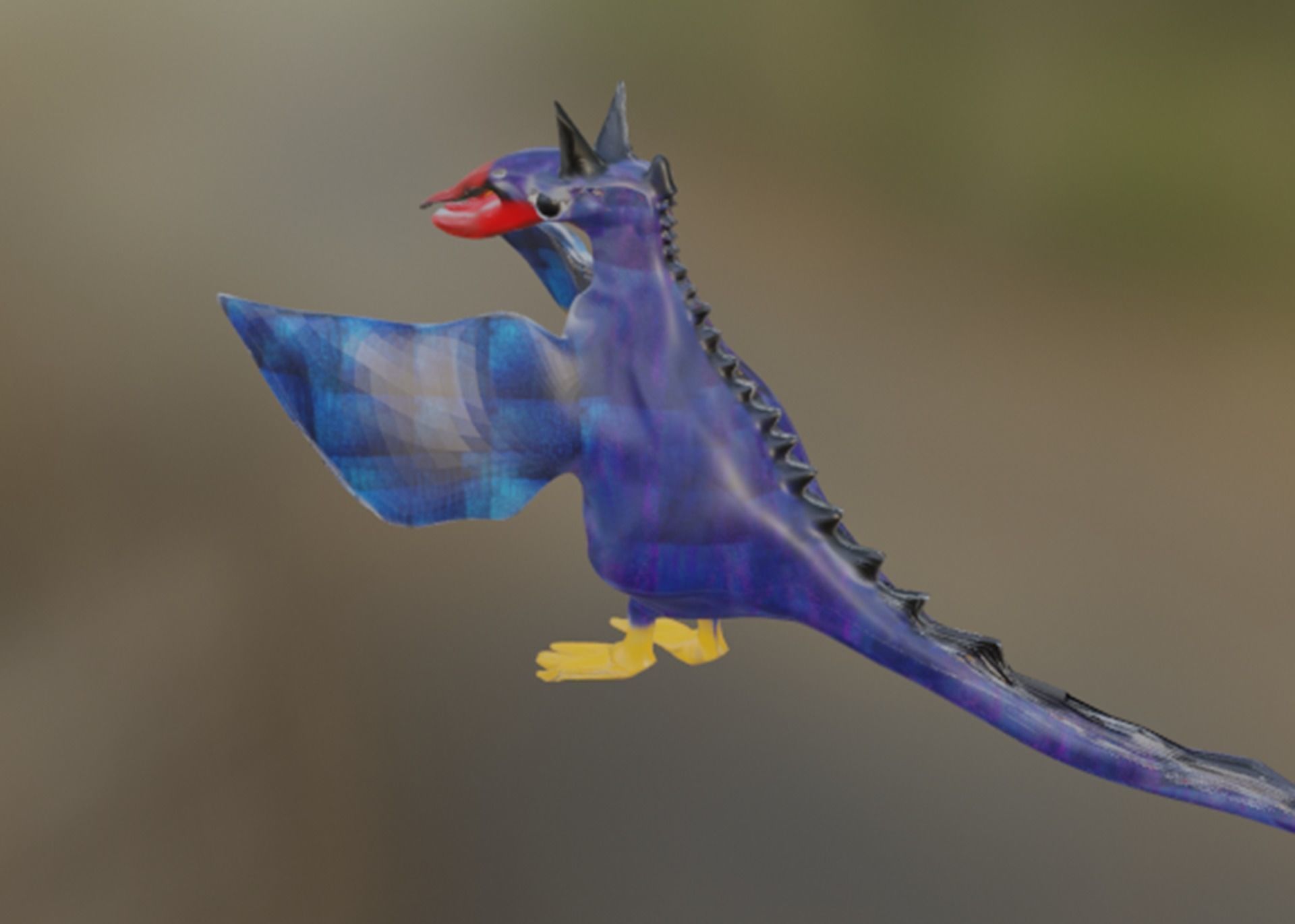 dinosaur toy bird flying in air 3D model_3
