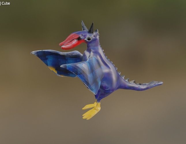 dinosaur toy bird flying in air 3D model
