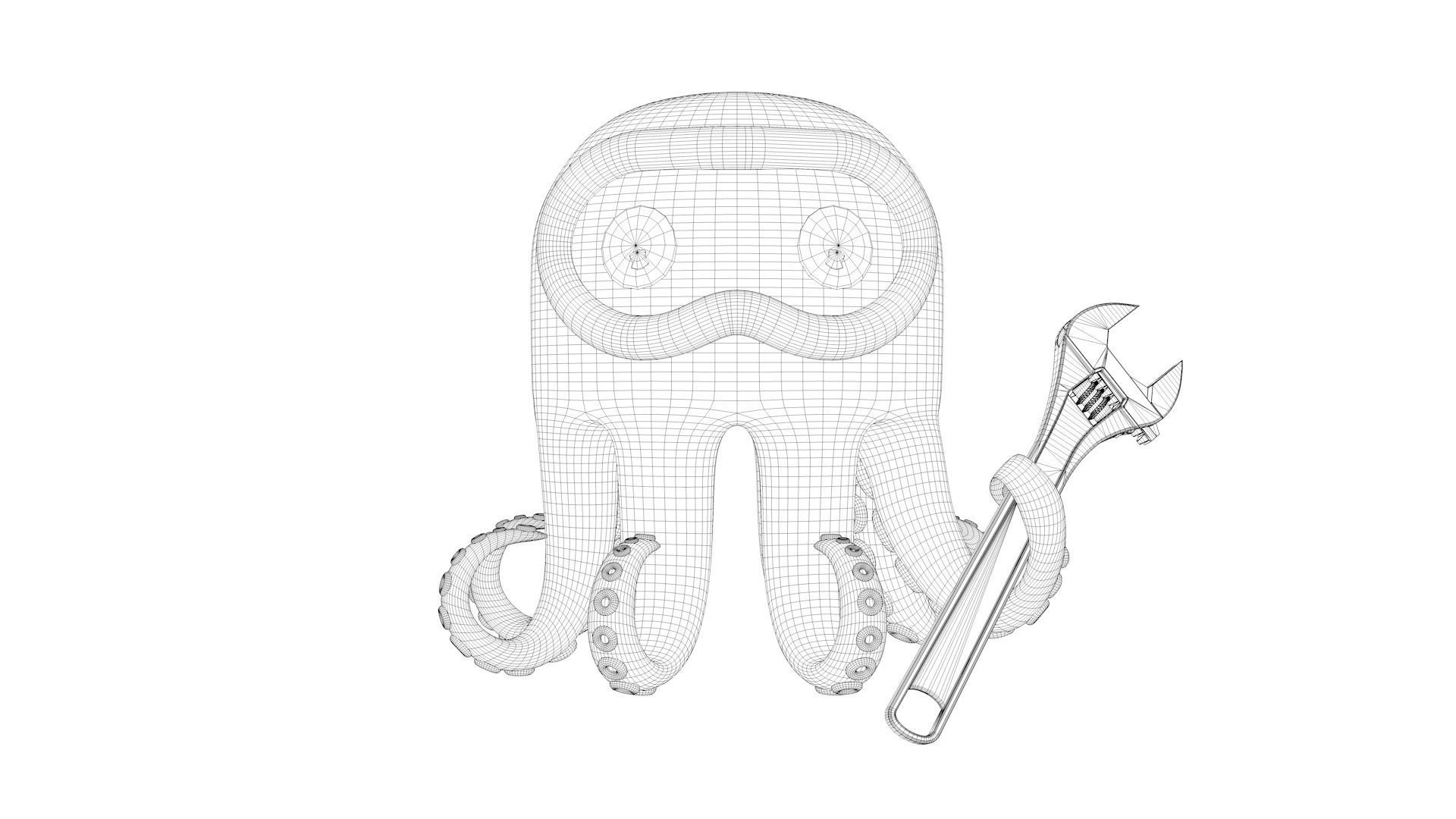 Cartoon Octopus 3D model_6