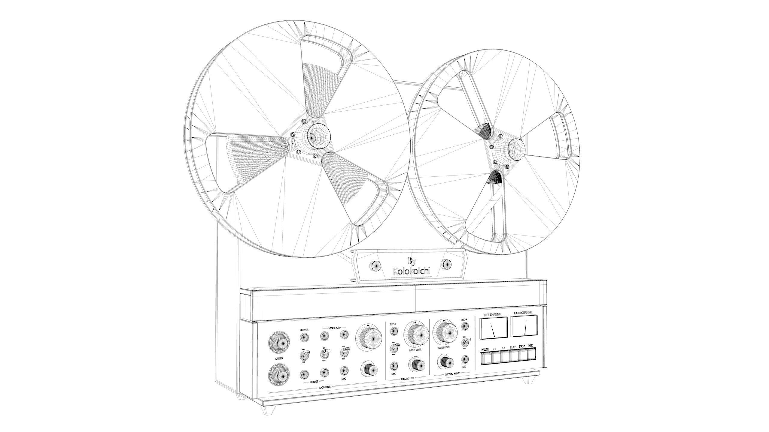 Reel to Reel Tape Recorder 3D model_5