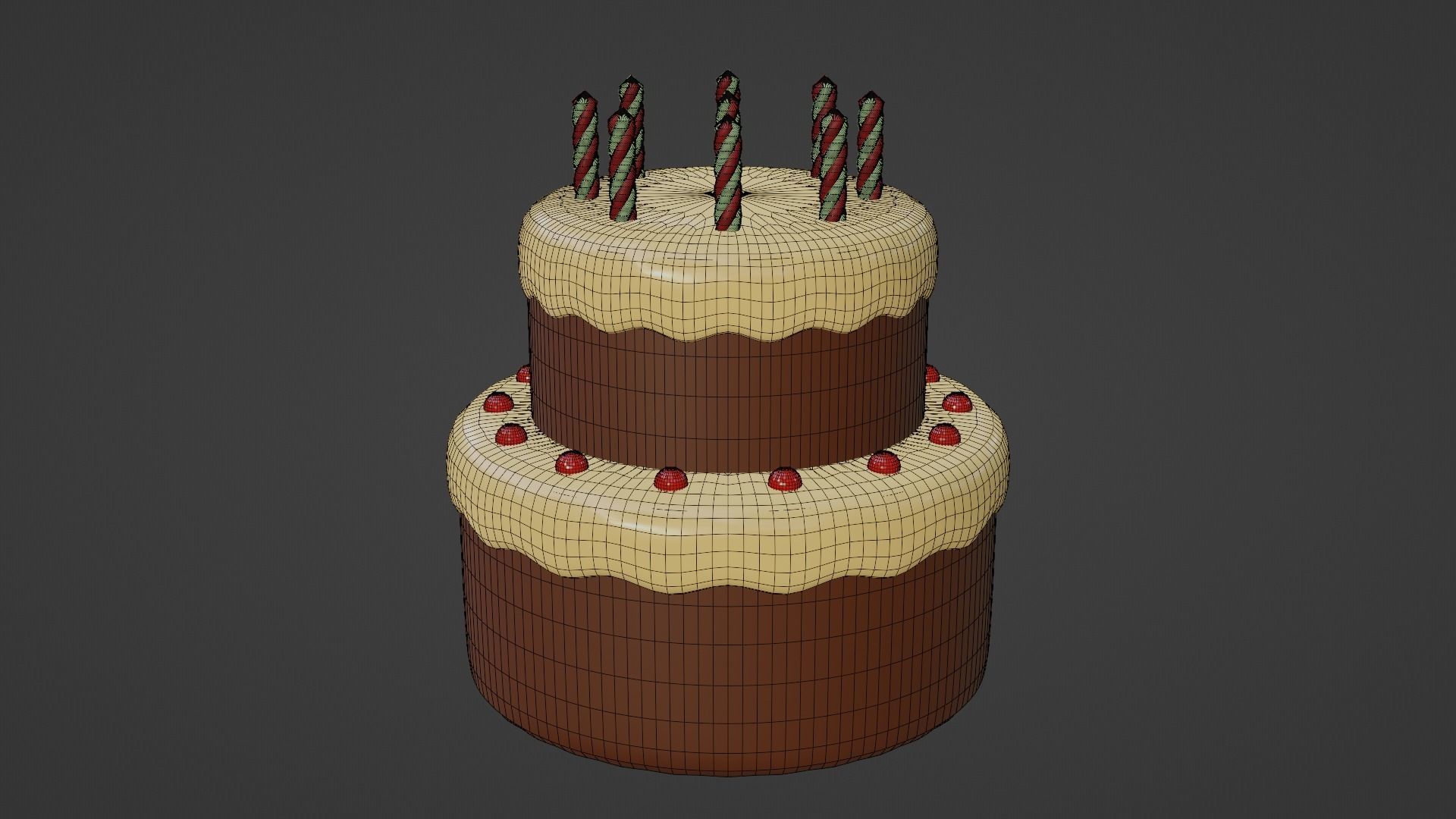 Birthday Cake 3D model_3