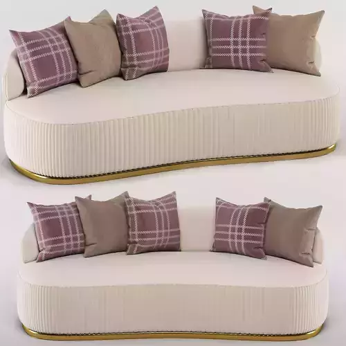 Curved Shape Luxury Faux Leather Sofa