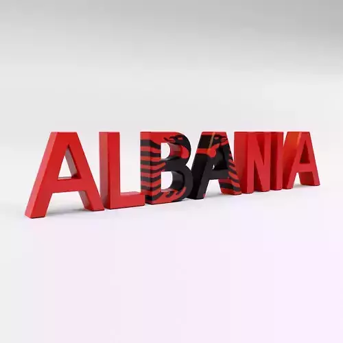 Albania country name text 3d model  Low-poly 3D model