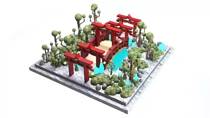 Fantasy japanese garden in minecraft